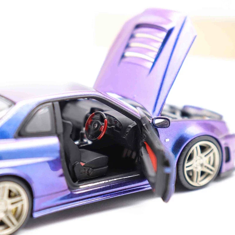 B-M Diecast Alloy 1:43 Scale Nissan GTR R34 Z Tune PGM Car Model Metal Die-Cast & Toy Vehicle for Collection Souvenir