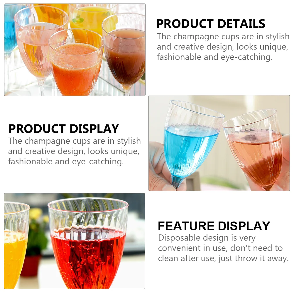 Red Glasses Disposable Plastic Flutes Cocktail Goblet Drinking Wedding Party Bar
