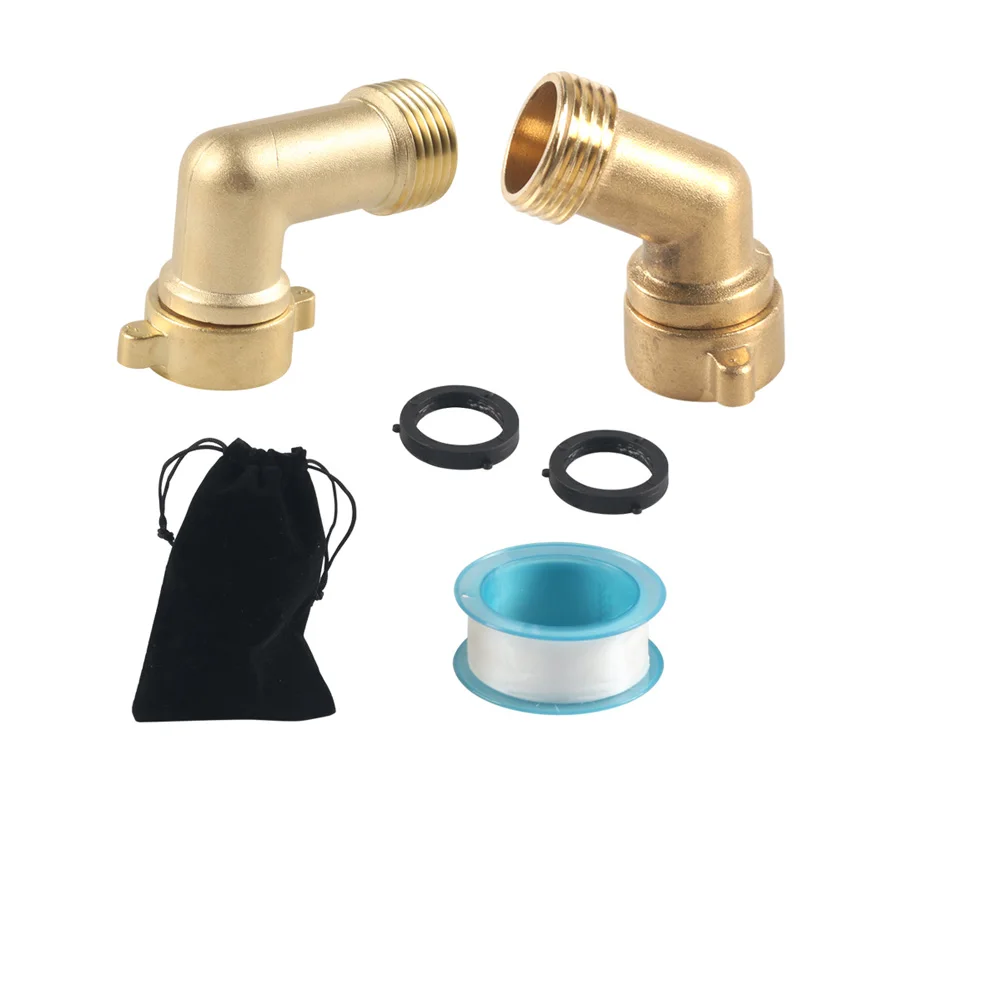 2 Pack Garden Hose Elbow Connector, 90 Degree And 45 Degree Brass Water Hose Adapter, 3/4" Brass Garden Elbow Adapter