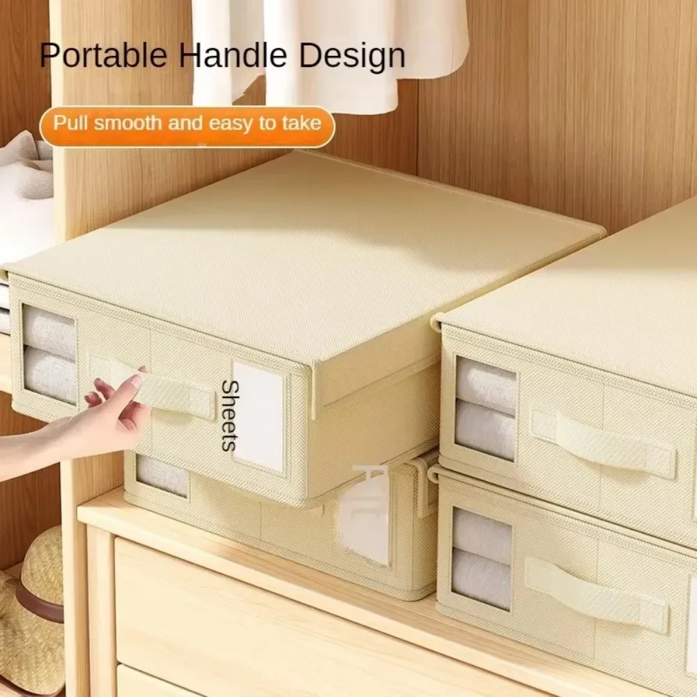 Creative Bed Sheet Storage Box Clothing Fabric Sheet 4-piece Organizer Wardrobe Blanket Quilt Cover Non-woven Storage Box 4
