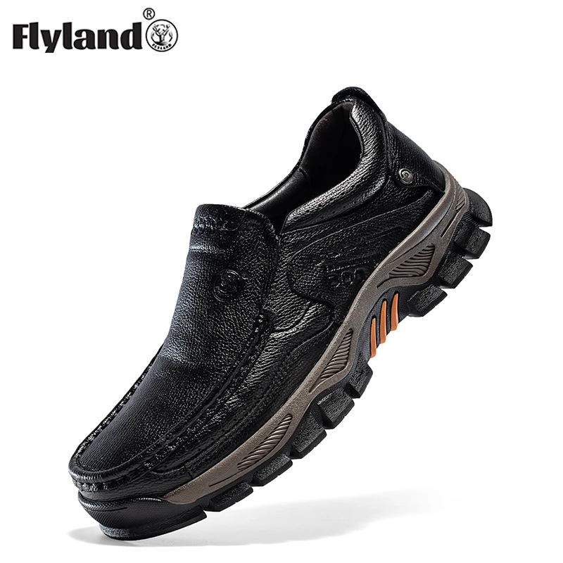 2023 spring autumn genuine leather casual shoes men shoes lace up loafers man shoes zapatos hombre d608 FLYLAND Handmade Genuine Leather Shoes for Men Casual Soft Rubber Loafers Business Dress Shoes Casual Spring Autumn Luxury