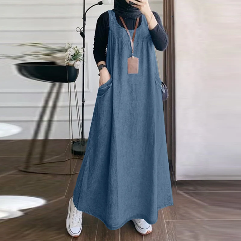 Casual Denim Viscose Summer Dress S825e677e21c2489ebeb344c3f47ba271C