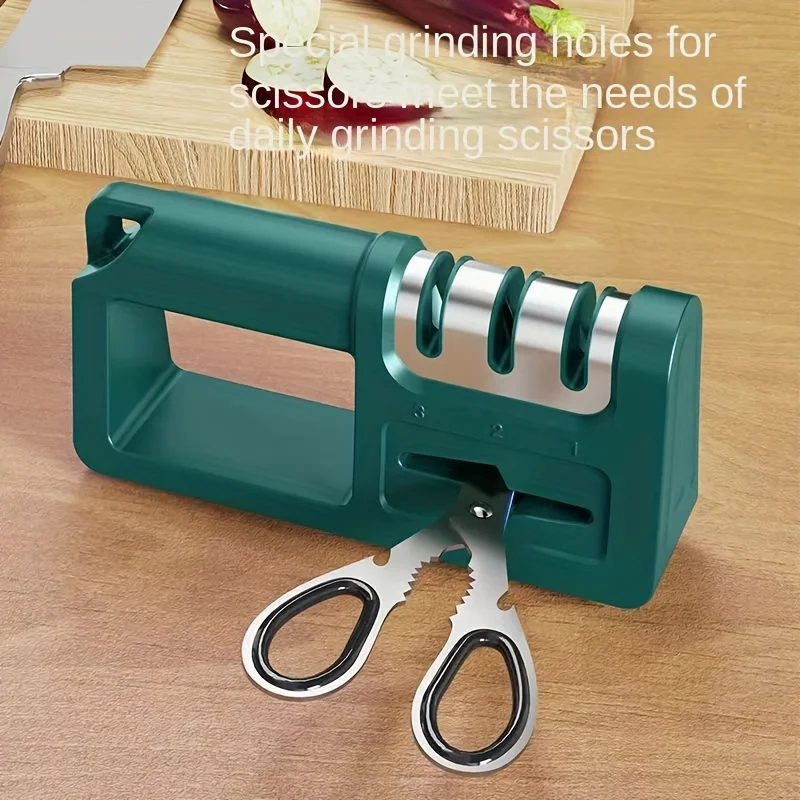 Diamond Sharpening Stone, Multi-Functional Four-in-One Manual Quick Sharpener for Kitchen Knives, Scissors, and Tools