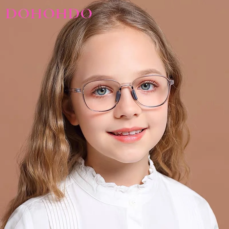 Kids Anti Blue Light Glasses Silicone Nose Pads Round TR90 for Ipad Tablet Handphone Gaming Computer Eye Care UV400