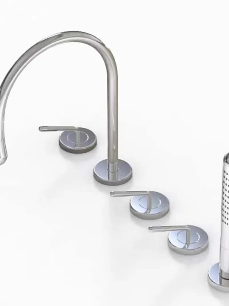 Description Picture 4 of itemBrushed Gold Bathroom Faucet Total Brass Black Widespread Basin   Sink Faucets Hot And Cold Waterfall Water Tap