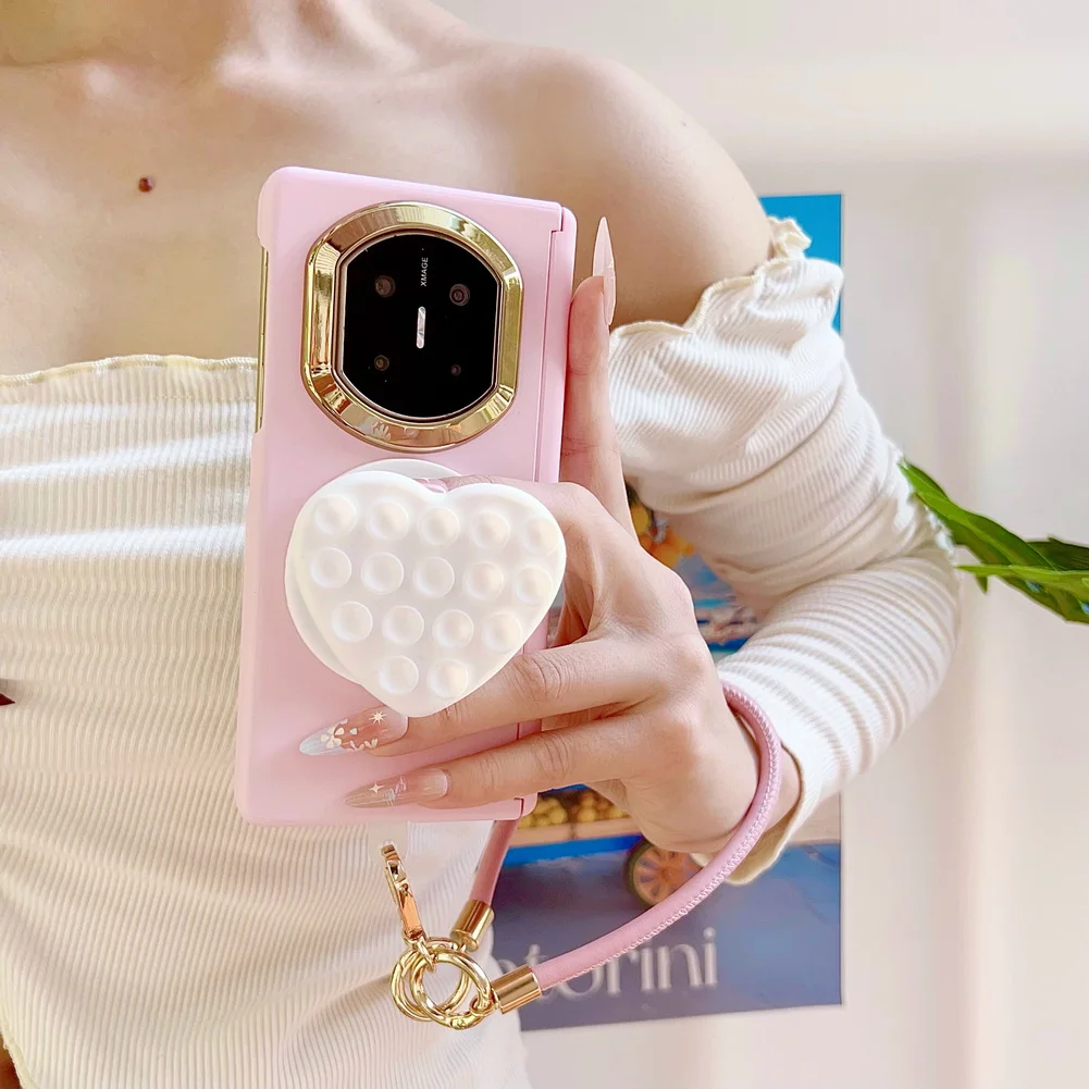 Cute Heart Suction Cup Phone Case For Huawei Foldable With Stand_voghion.com