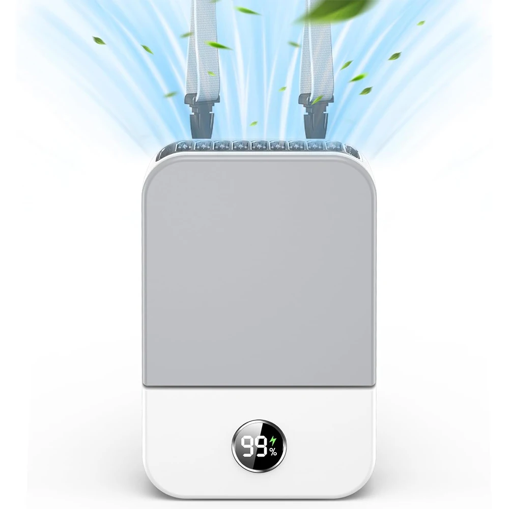 

Portable Neck Fan Hanging Neck Fan Rechargeable 2000mAh LCD Display Wide Cooling Airflows With 3 Speeds Wearable Personal Fan