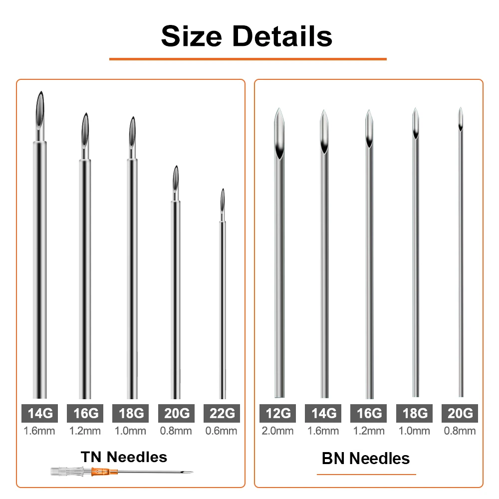 Mix Size Body Piercing Needles Disposable Sterile 12G 14G 16G 18G 20G Needle Navel Nipple Lip Navel Ring Kit Piercing Tool