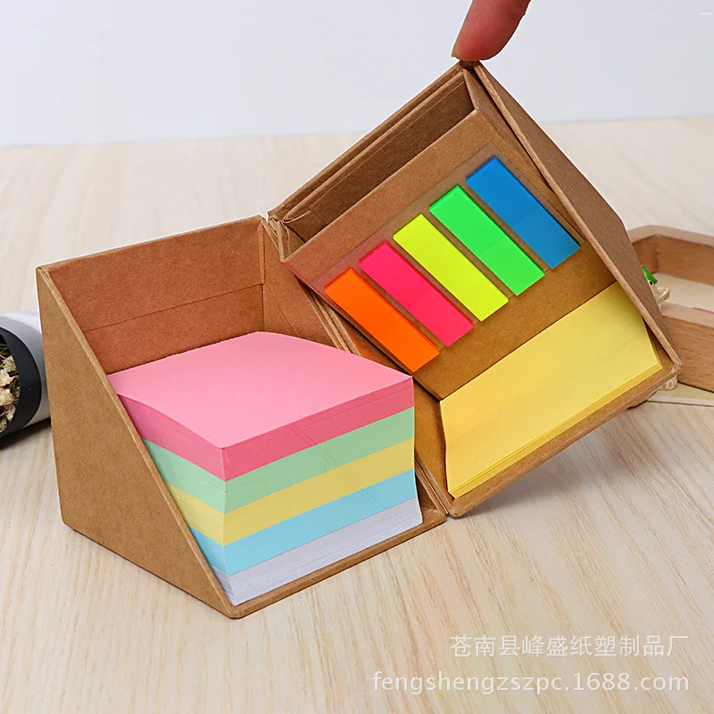 Office Accessories Simple Brown Kraft Paper Sticky Notes Set School Supplies Modular Tearable Notes Memo Pads