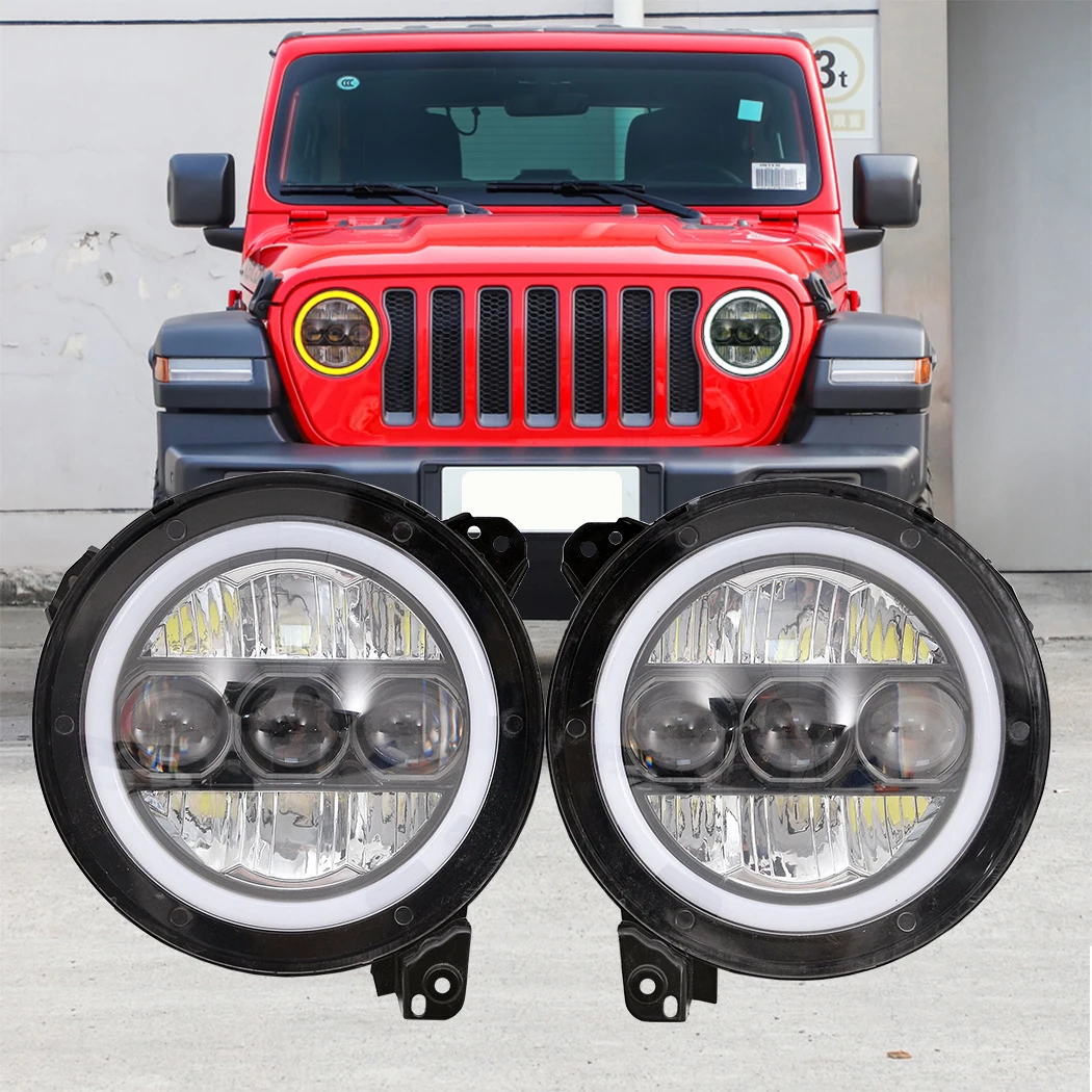 

Подходит для Jeep Wrangler JL 2018 2019 2020 2021 2022 9 дюймов круглсветодиодный светодиодные фары с DRL, замена фары