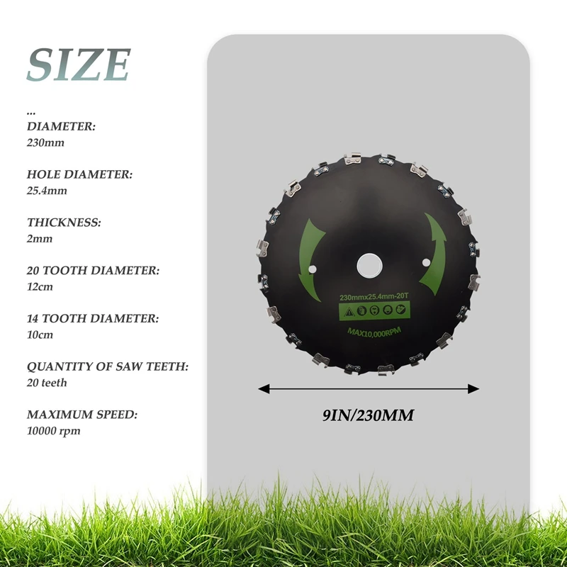 9Inch Chain Saw Tooth Mower Blade Teeth Chainsaw Brush Cutter Grass Heavy Duty For Gas Electric Trimmer Garden 6