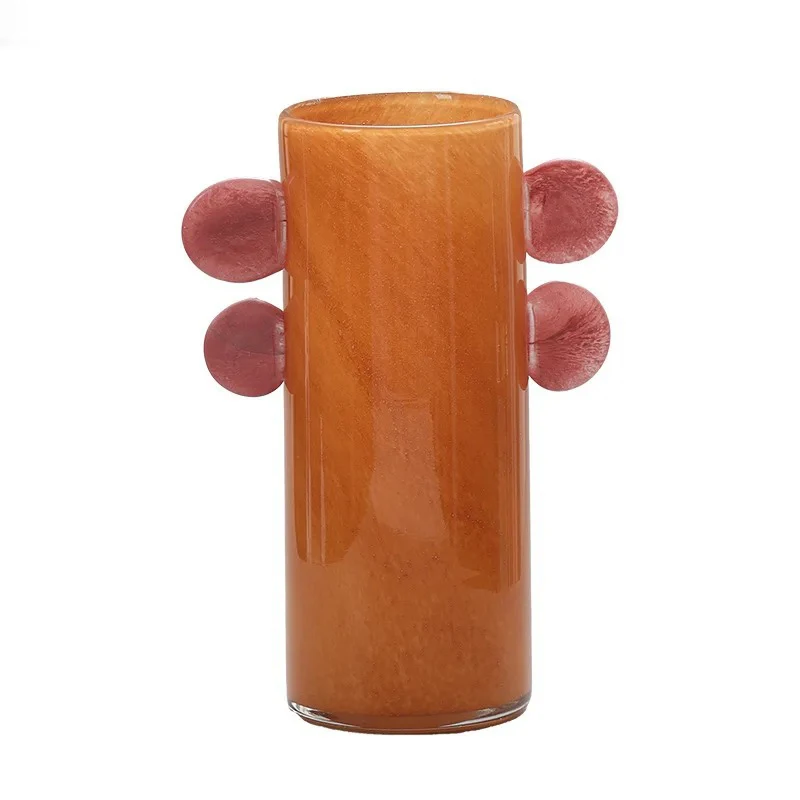Gradient Colorful Glass Vase Countertop Transparent Flower Pot Desk Decoration Flower Arrangement Vase Room Aesthetic Decoration 6