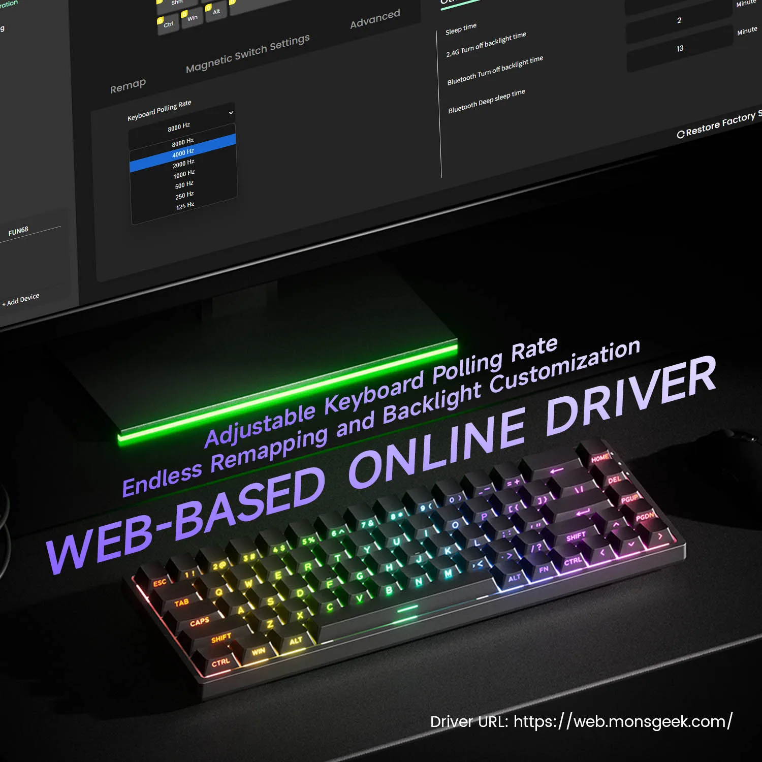 MonsGeek FUN68 HE メカニカルキーボード 65% 磁気スイッチラピッド