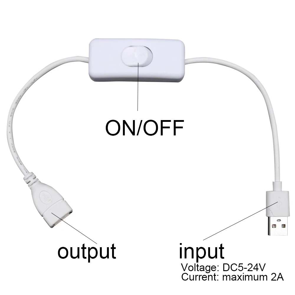 Toggle Switch USB Cable with Switch ON/OFF Cable Extension Toggle for USB LED String Gadget Power Supply Device Tools