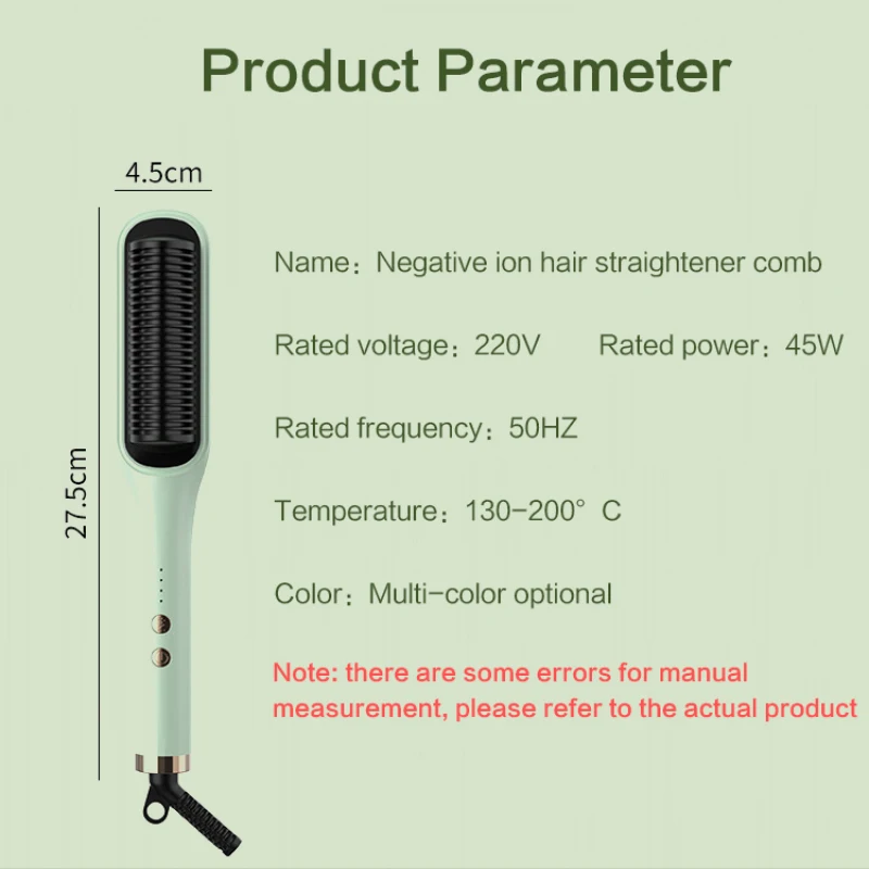 Negative ion non damaging straight hair comb Straight curly hair clip electric curly comb