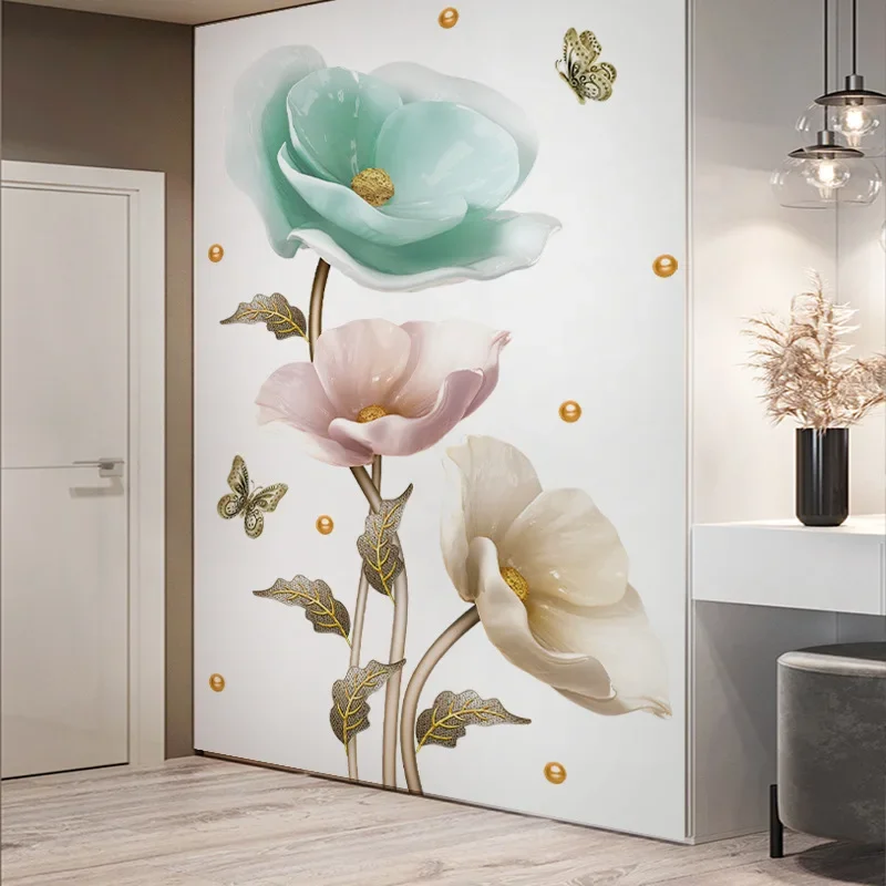 Wall Decal DIY Wallpaper 3D Multipurpose Orchid Flower Walls Decal for Playroom Door Window Decor Restroom Living Room Classroom wall stickers