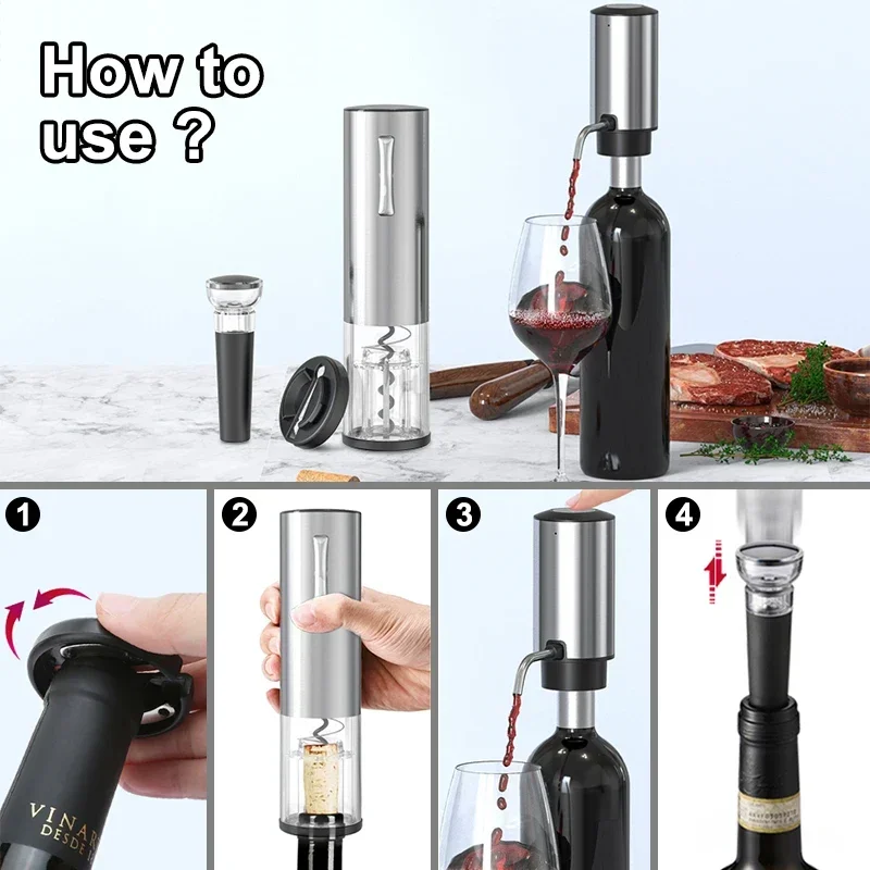 Electric Wine Bottle Opener Aerator Automatic Red Wine Corkscrew Rechargeable Opener Wine Lover Kitchen Gadgets 6 Electric Wine Bottle Opener Aerator Automatic Red Wine Corkscrew Rechargeable Opener Wine Lover Kitchen Gadgets 6