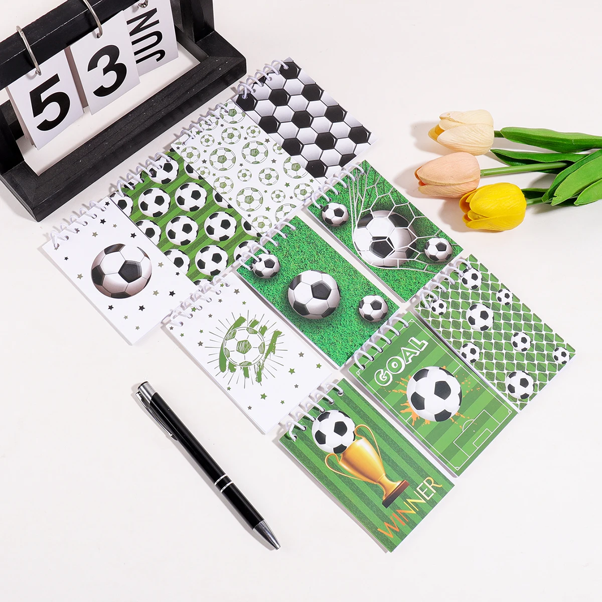 10개입 축구 미니 스프링 노트 귀여운 축구 프린트 신학기 포켓 메모장 어린이 남자아이 생일 파티 선물