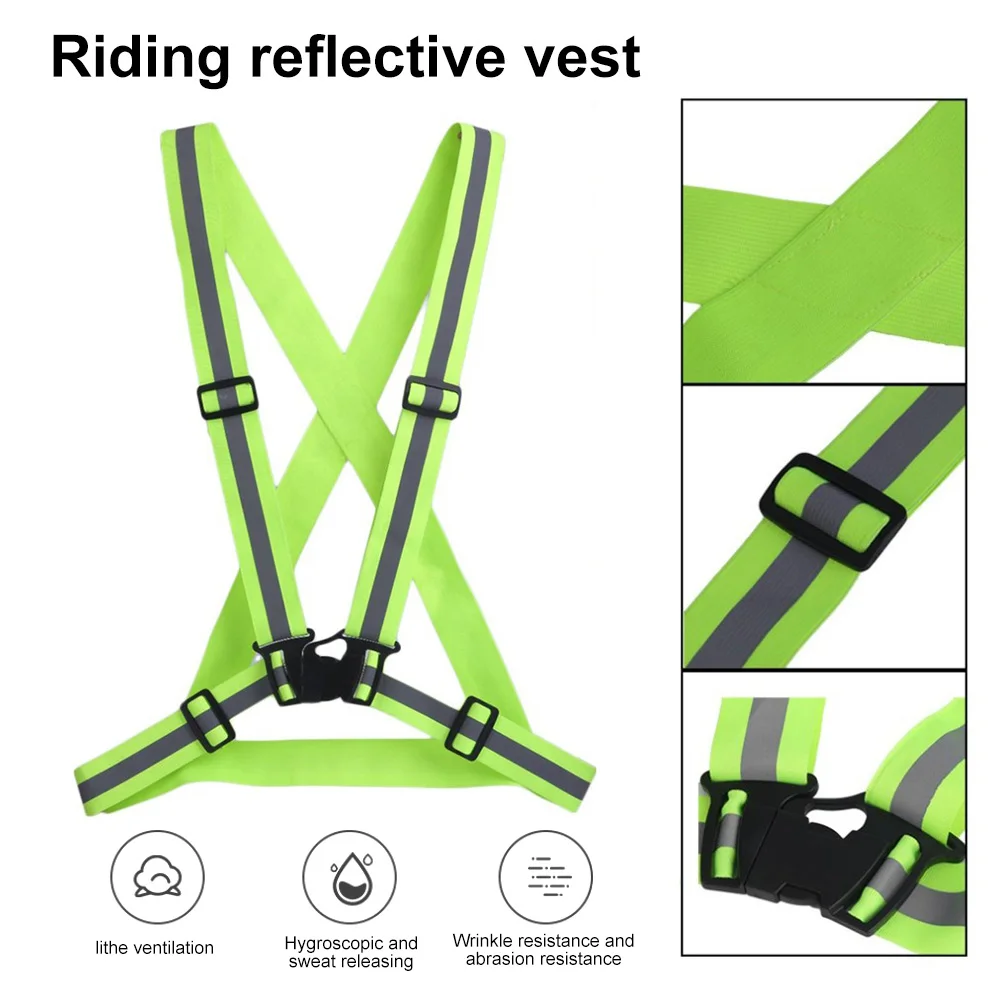 Reflective Vest Night Cycling High Visibility Reflective Strap Outdoor Safety Jacket Work Security Running Vest