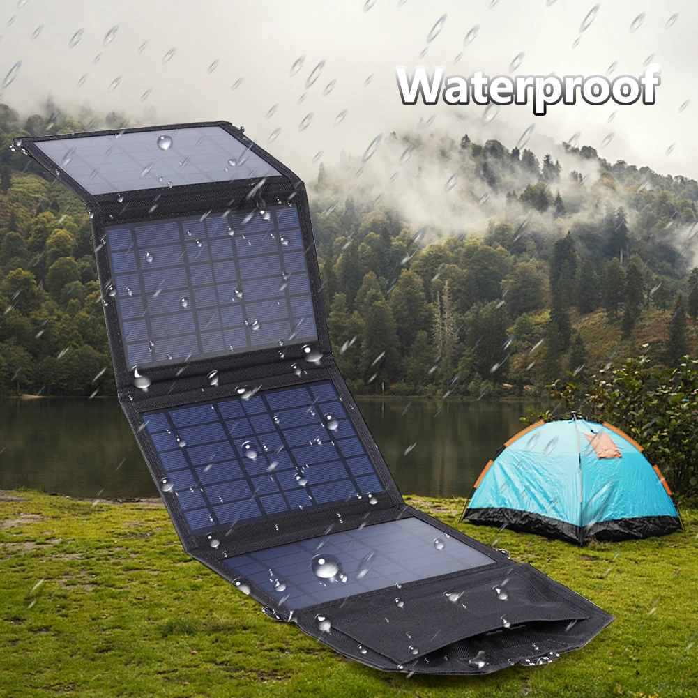 30W Solar Panel Portable 5V USB Fast-charging Cell Board Outdoor Emergency Charging Battery Camping Hiking Travel Phone Charger