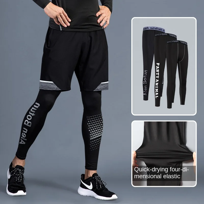 High-Elastic Men's Quick-Drying Running Football Training Bottoming Fitness Clothing Basketball Clothing Compression Sports Suit