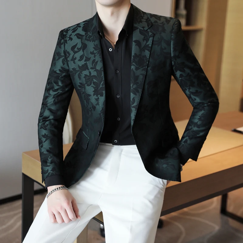 

2024Spring S-5XL High Quality Fashion with Handsome Trend Business Boutique Wedding Dance Men's Casual Suit Single West Coat Top