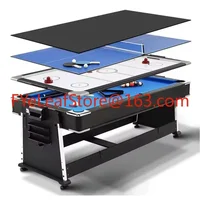 Factory Direct Sell 4 in 1 7FT Multi Game Pool Billiard Table, Air Hockey Table, Table Tennis Table with Dinning Top 1
