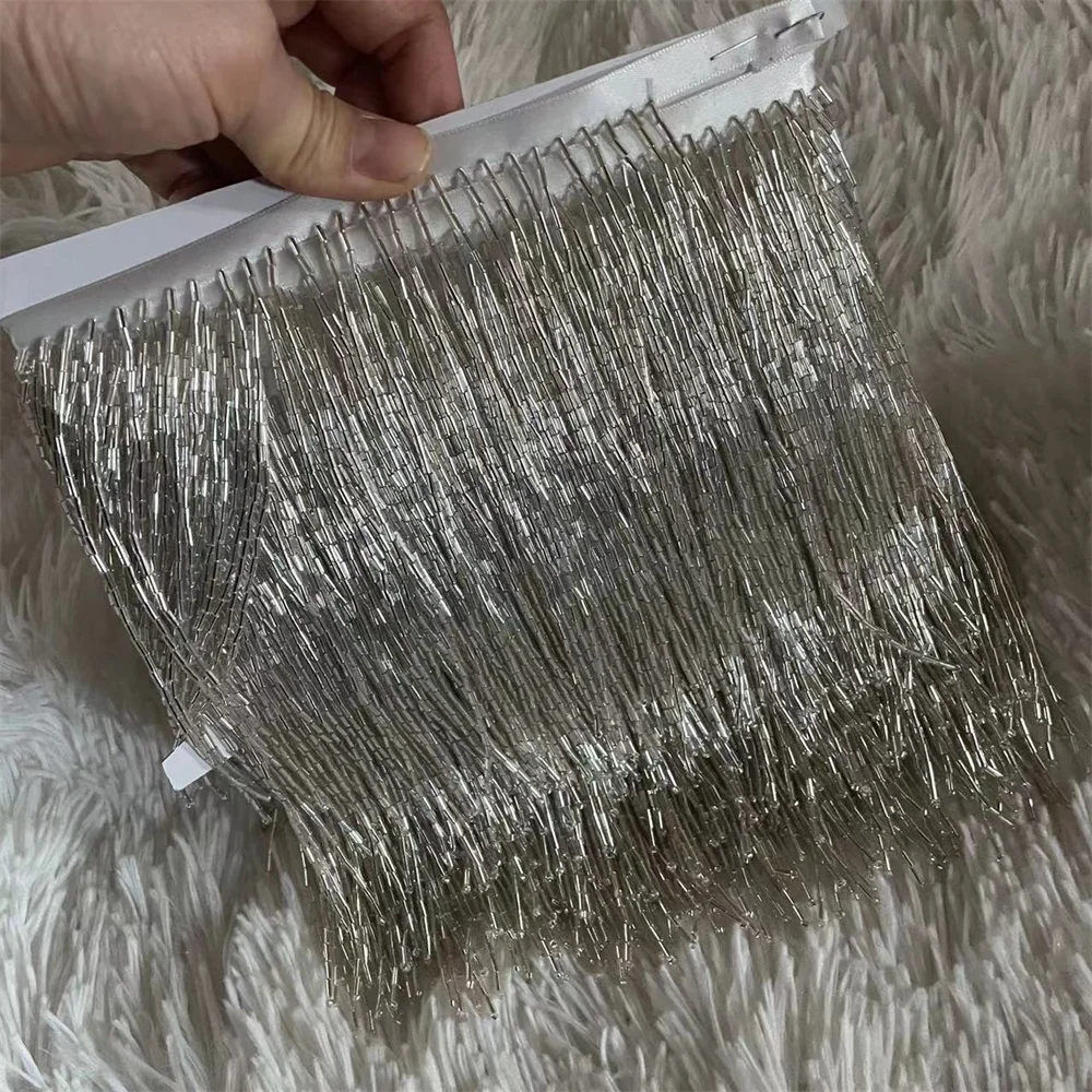 5 Iarde di Frange con Perline Colorate da 15 cm per Costumi, Lampade e Decorazioni Artigianali - immagine 6