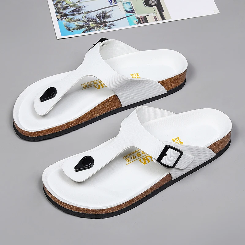 Leather Slippers Summer Flip-Flops for Men Beach Slippers Brown Sandals Comfortable Shoes Non-Slip Outdoor Shoes Men Slides 2024