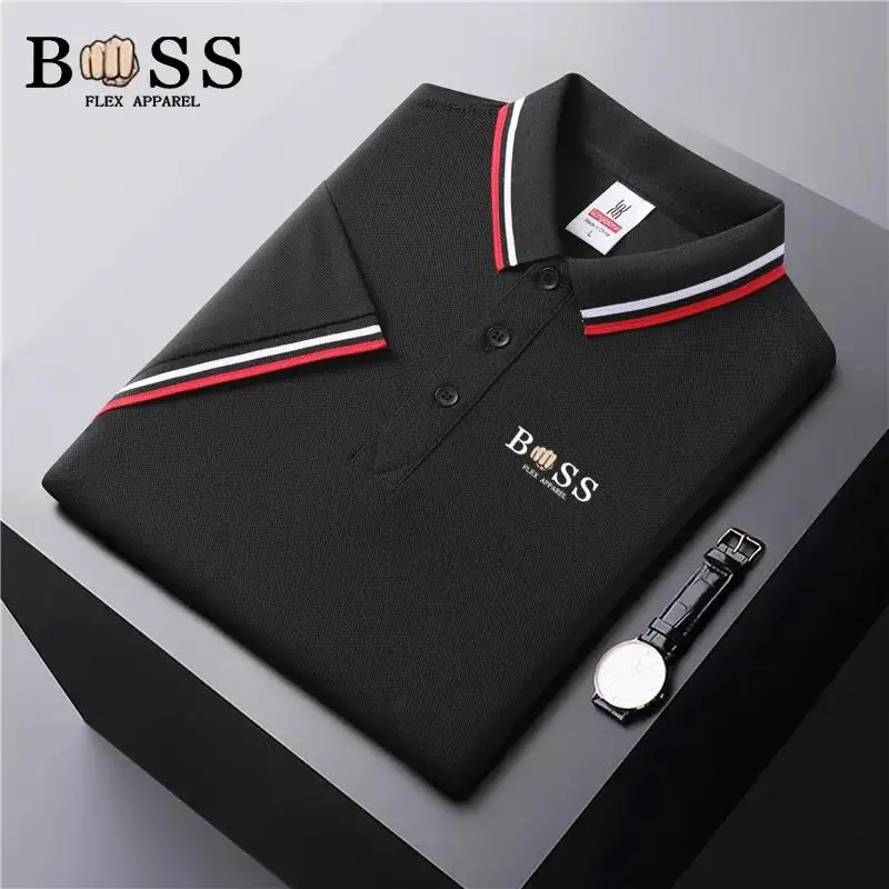 Men's Casual Short-Sleeved Top Summer Polo Shirt Office Fashion Stand Collar T-Shirt New Men's Breathable T Shirt Men's Clothing 3