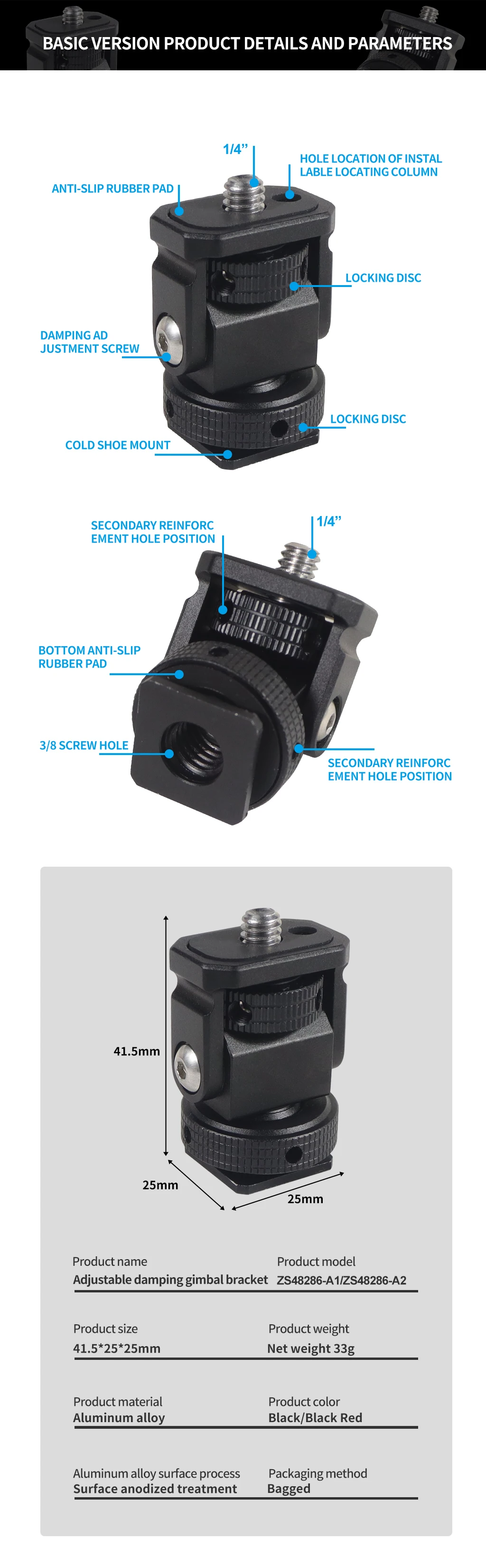 Monitor EVF Stand Holder Cold Shoe Mount for Camera Field Monitor Microphone Hot