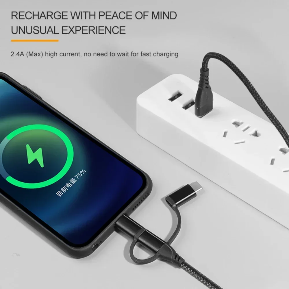 Cavo Usb 4 In 1 2.4A Da Usb A A Micro Usb/Tipo C/8 Pin Kable Per Caricabatterie Iphone Cavo Dati Di Ricarica Rapida Per Iphone 14 11 Xiaomi