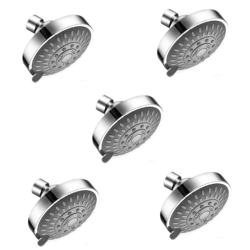 

5X Shower Head, High Pressure 5 Settings Showerhead With Adjustable Swivel Ball Joint