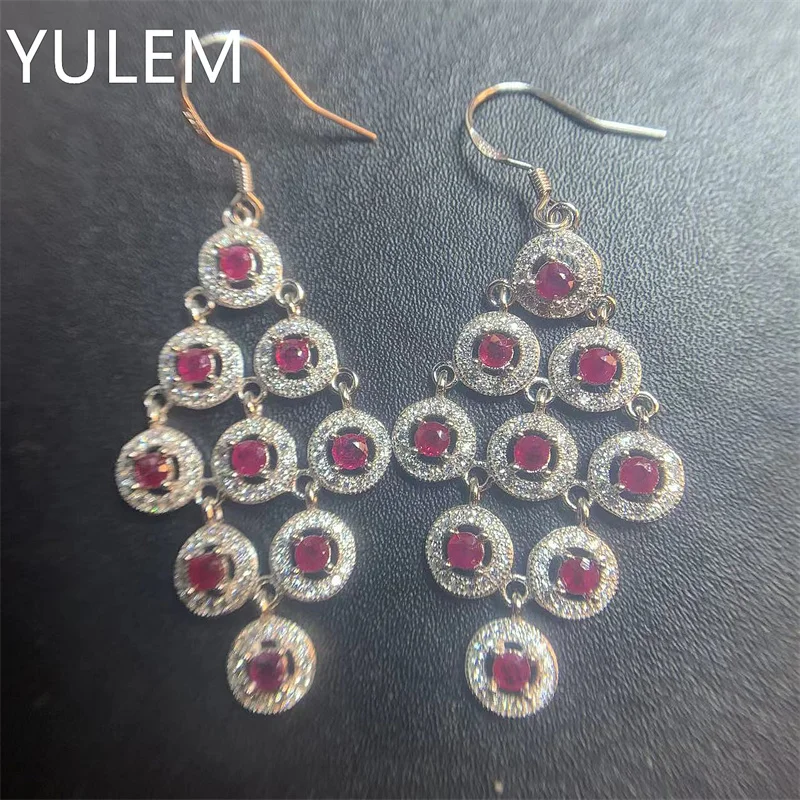 

YULEM Simple Silver Gemstone Stud Earrings 3mm*3mm Natural Ruby Earrings 925 Silver Ruby Stud Earrings for Daily Wear