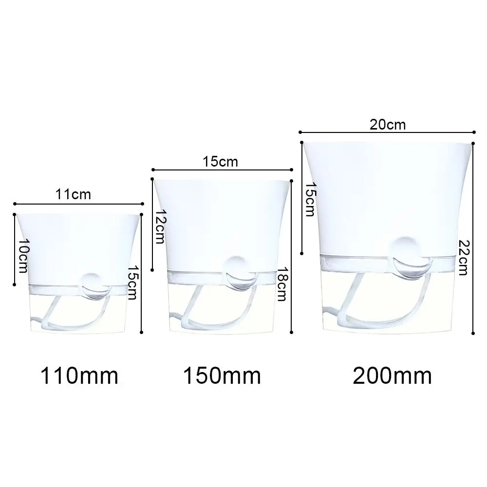 Transparent Double Layer Plastic Flower Pot Self Watering Flowerpot Cotton Rope Watering Small Plant Pot with Injection Port