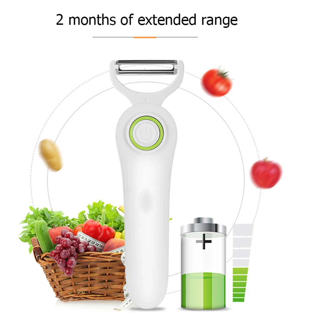 Fruit Vegetables Peeler with 3 Cutter Heads Vegetable Cutter Peeler USB Rechargeable Stainless Steel for Sweet Potatoes Tomatoes