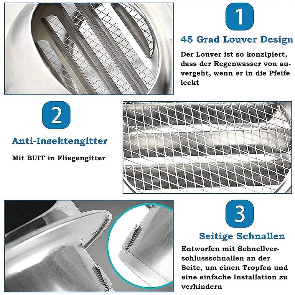 

Прочная настенная решетка из нержавеющей стали с решеткой против насекомых, легко устанавливается, подходит для газовых и электрических сушильных отверстий
