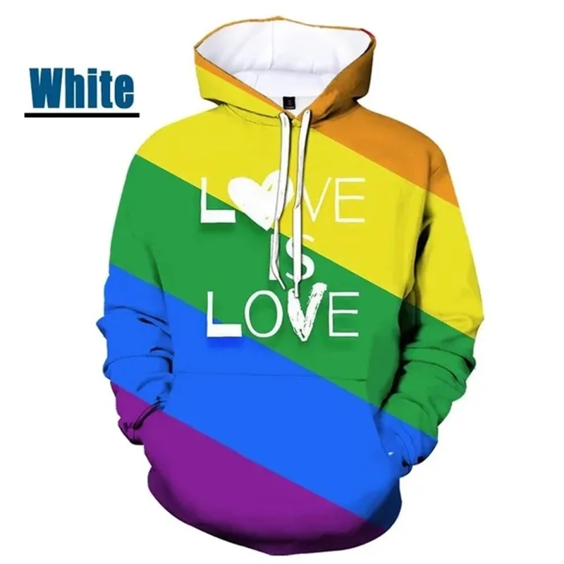 Sudadera con capucha con estampado 3D de arcoíris para hombre, estilo casual, colorido, con estampado de amor, estilo hip hop