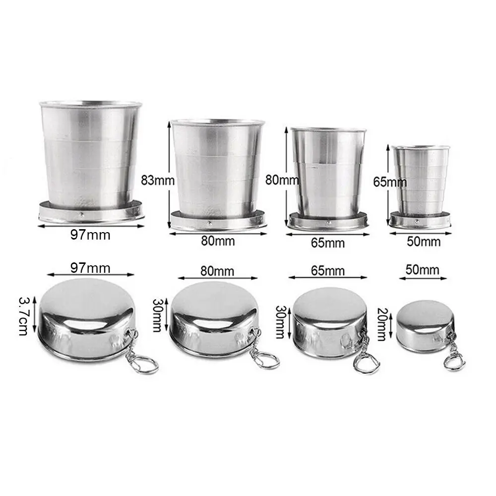 Folding Cup Coffee Mug Portable Outdoor Travel Stainless Steel Telescopic