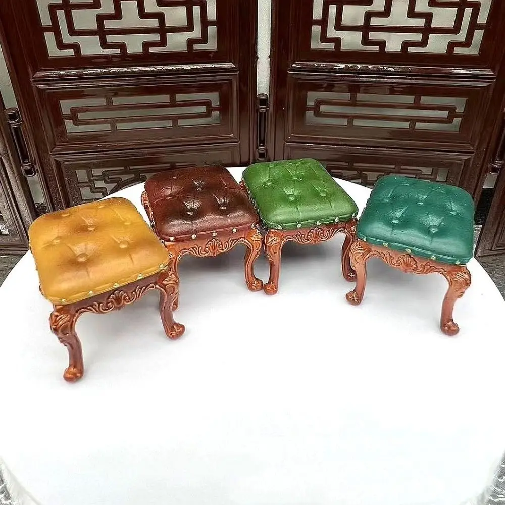 Vintage Style Dollhouse Chairs Mini Retro 1/12 Scale Miniatures Furniture Simulated Luxury Dining Chair Scene Model
