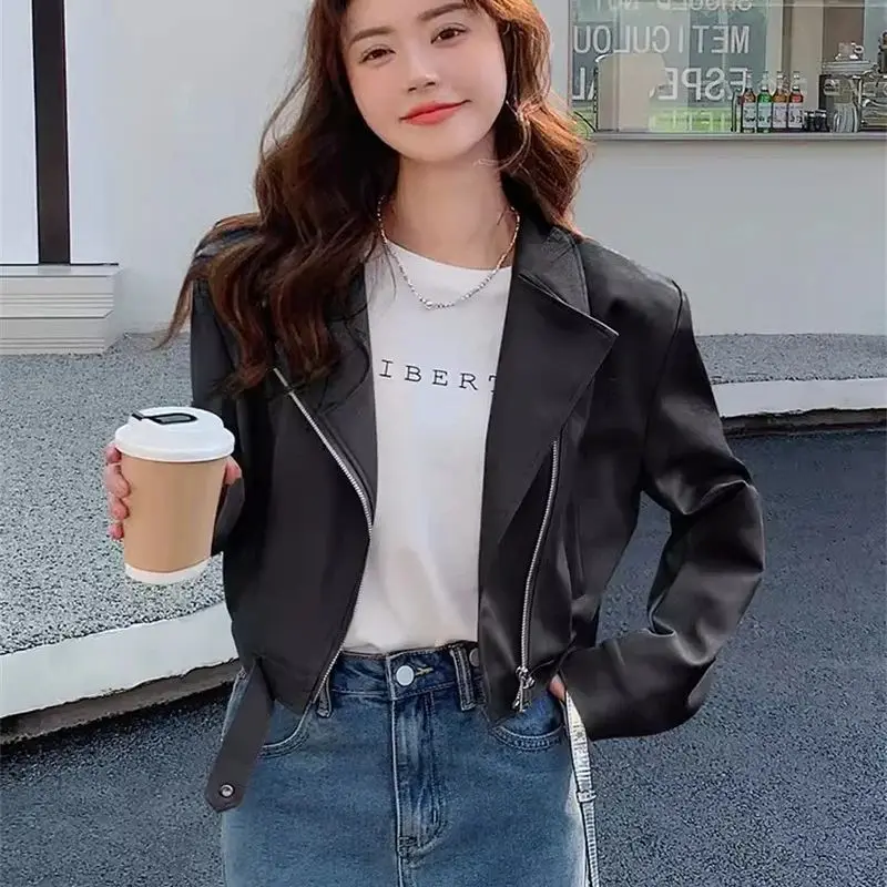 Leather Jacket for Women's 2024 Spring and Autumn Outfits New Internet Famous Street Explosive Short Jacket Motorcycle top WLF