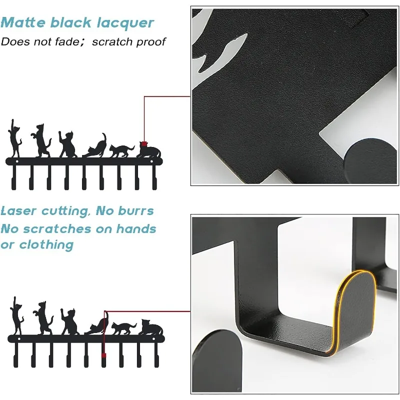 1pc Key Holder Cat with 9 Hooks for Bag Clothes Key Hanging Small Wall Shelf Holder Halloween Wall Decorative About 15x33cm 4
