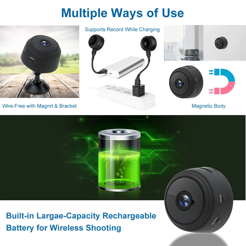 IP Camera HD1080P Home Security Wireless Wifi Mini Small CCTV Infrared Night Vision Motion Detection SD Card Slot Audio | Безопасность и