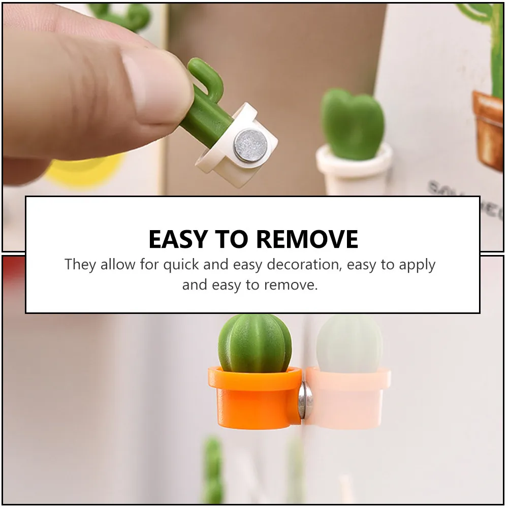 24Pcs 크리 에이 티브 선인장 냉장고 스티커 주방 냉장고 홈 인테리어 생일을위한 입체 수지 자석 장식