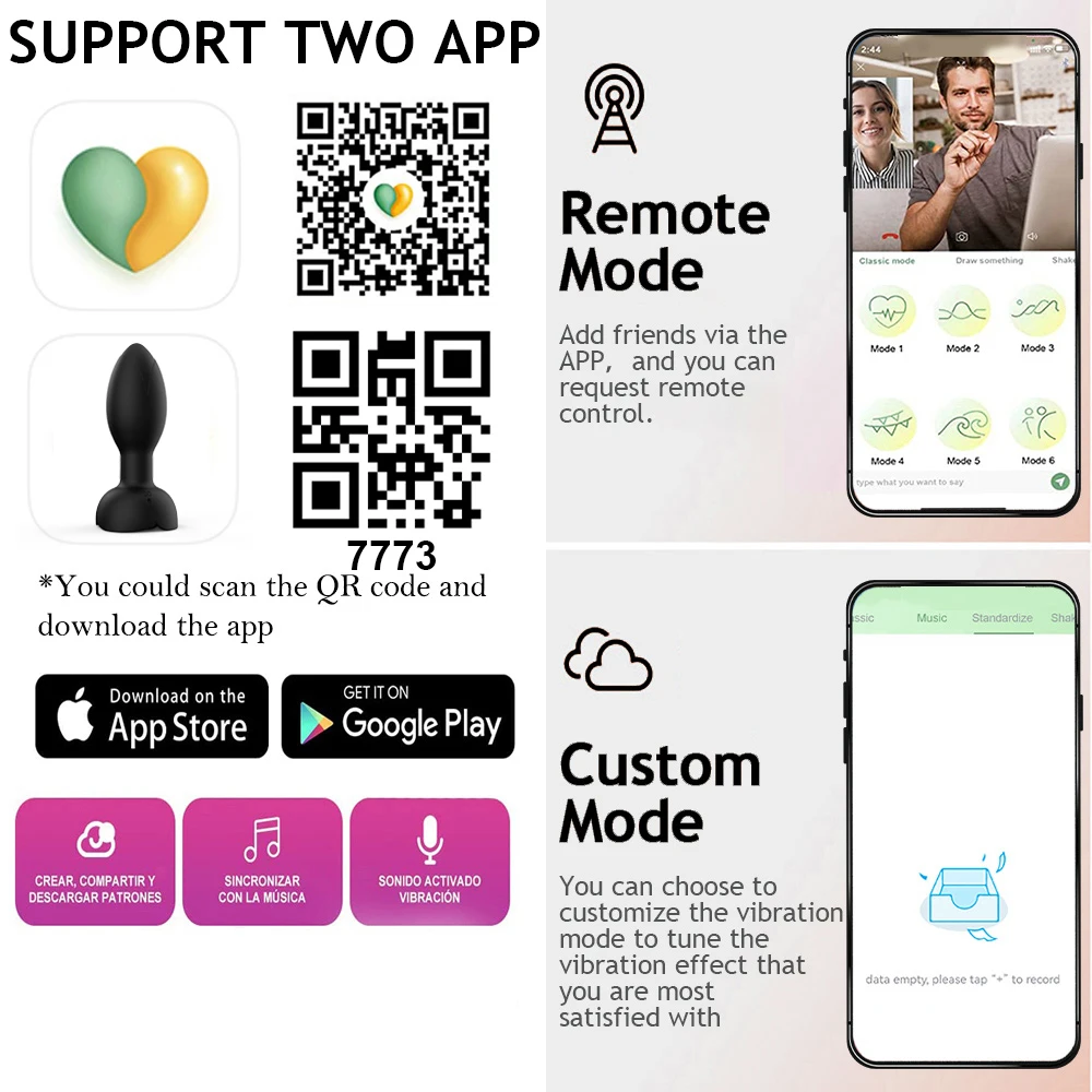 Female Rose Anal Plugs Vibrator APP Bluetooth Control Rotating Vibration Stimulation Prostate Massager Sex Toy for Women Men Gay