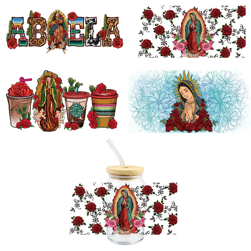 Virgin Mary UV DTF Wrap Transfer Stickers Colorful Fashion Design Waterproof Wrap For Glasses Cups Mugs Decal