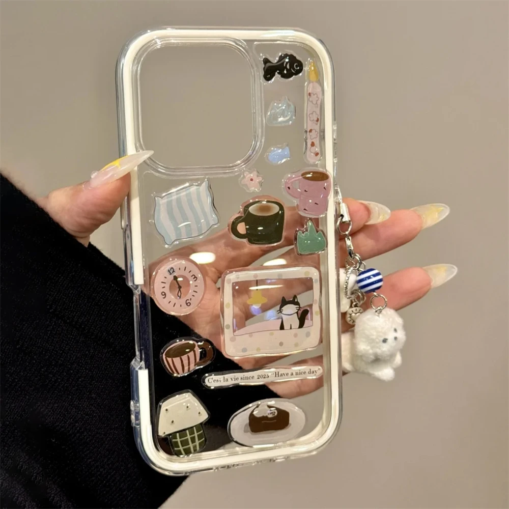 DIY Cute Funny Illustration Transparent Phone Case For iPhone 16 15 14 thumbnail 4