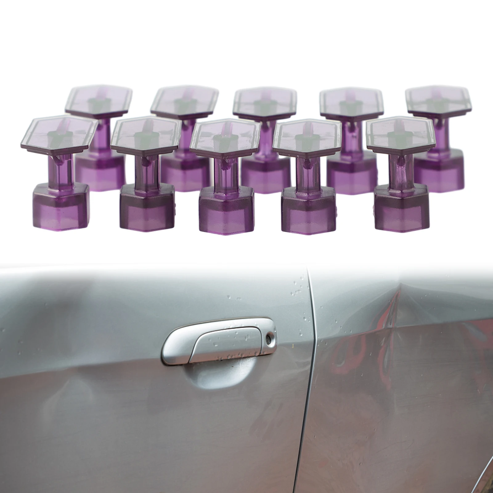 

30Pcs Purple Nylon Puller Tabs Paintless Paint Dent Repair Tabs Glue Pulling Tabs Kit For Automobiles Motorcycle Refrigerator