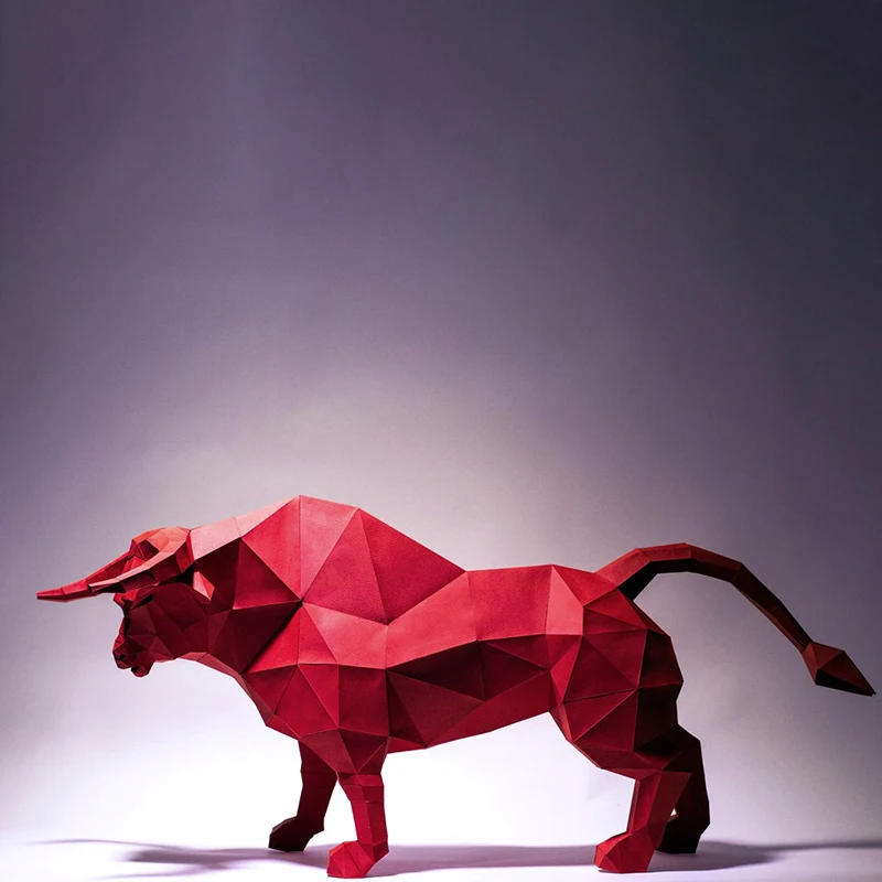 3D Paper Model Paper Jigsaw Puzzle 80CM Long Good Luck Bull Cow Home Decor 3D Paper Model Hand Made DIY Papercraft Origami Art Toys