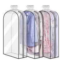 Clear Garment Cover Gusseted Closet Organizer with Hanger Hole Casual Style Plastic Suit Protector Dust-Free Breathable Fabric 1
